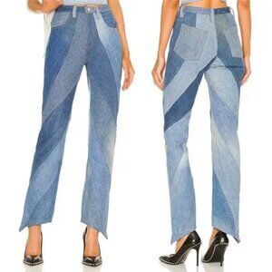 NEW EB DENIM Vien Straight Leg Patchwork Jeans Size S